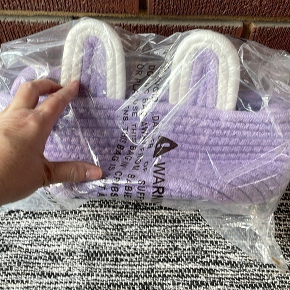 Woven purple bunny, basket, new in package - Picture 2 of 3